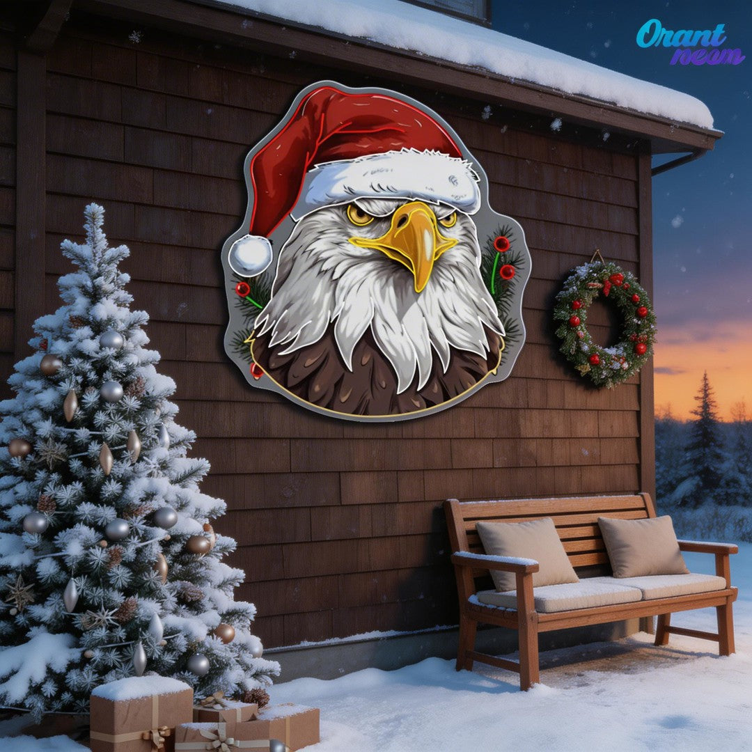 American Christmas: Eagle's Merry Flight Neon Sign Light Artwork