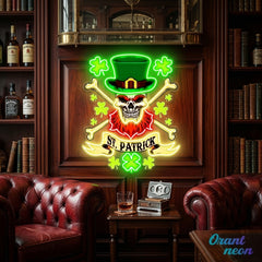 Patrick's Day Cool Skull with Hat Led Neon Acrylic Artwork
