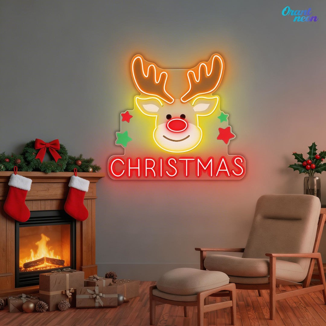Christmas Reindeer Eve Neon Sign Light Artwork