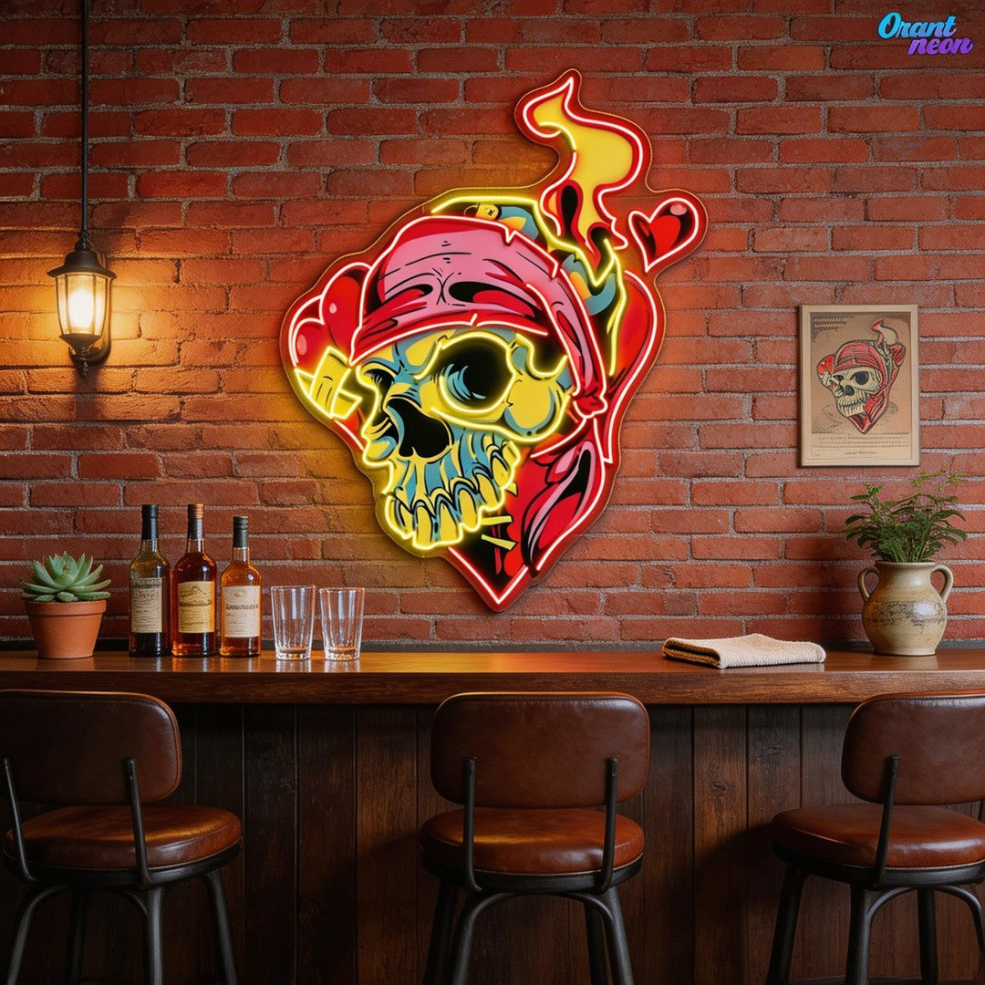 Skull & Love: A Neon Romance Neon Sign Light Artwork