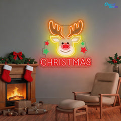 Christmas Reindeer Eve Neon Sign Light Artwork