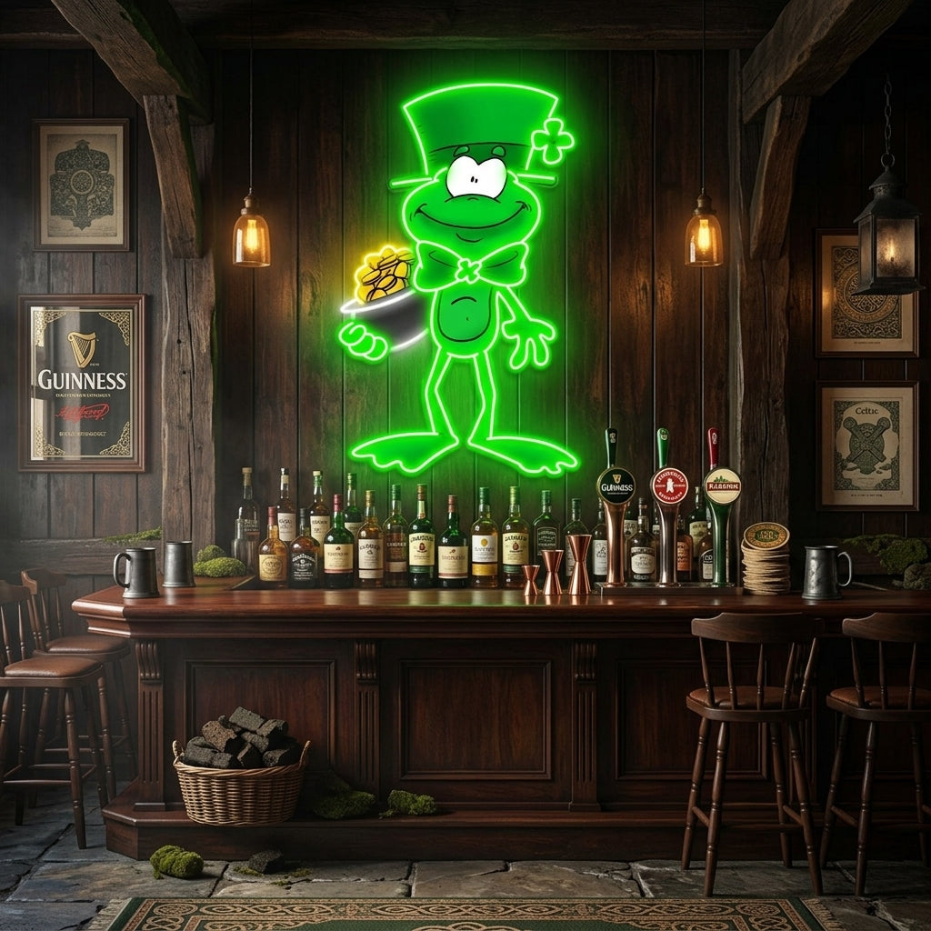 Patrick's Day Holding Money And Wearing Hat Led Neon Acrylic Artwork