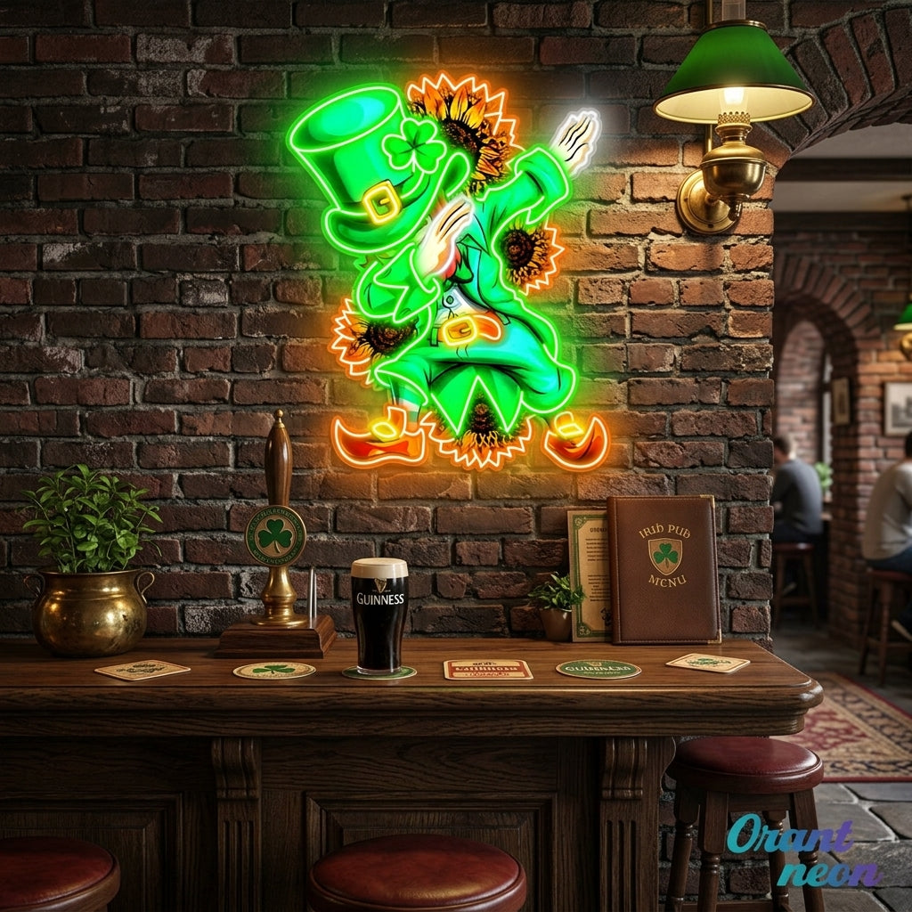 Patrick's Day Goblin A Dap with Sunflowers Led Neon Acrylic Artwork