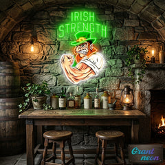 Patrick's Day Irish Goblin With Muscle Led Neon Acrylic Artwork