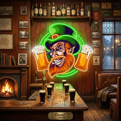 Patrick's Day Cool Goblin Smile and Beer Led Neon Acrylic Artwork