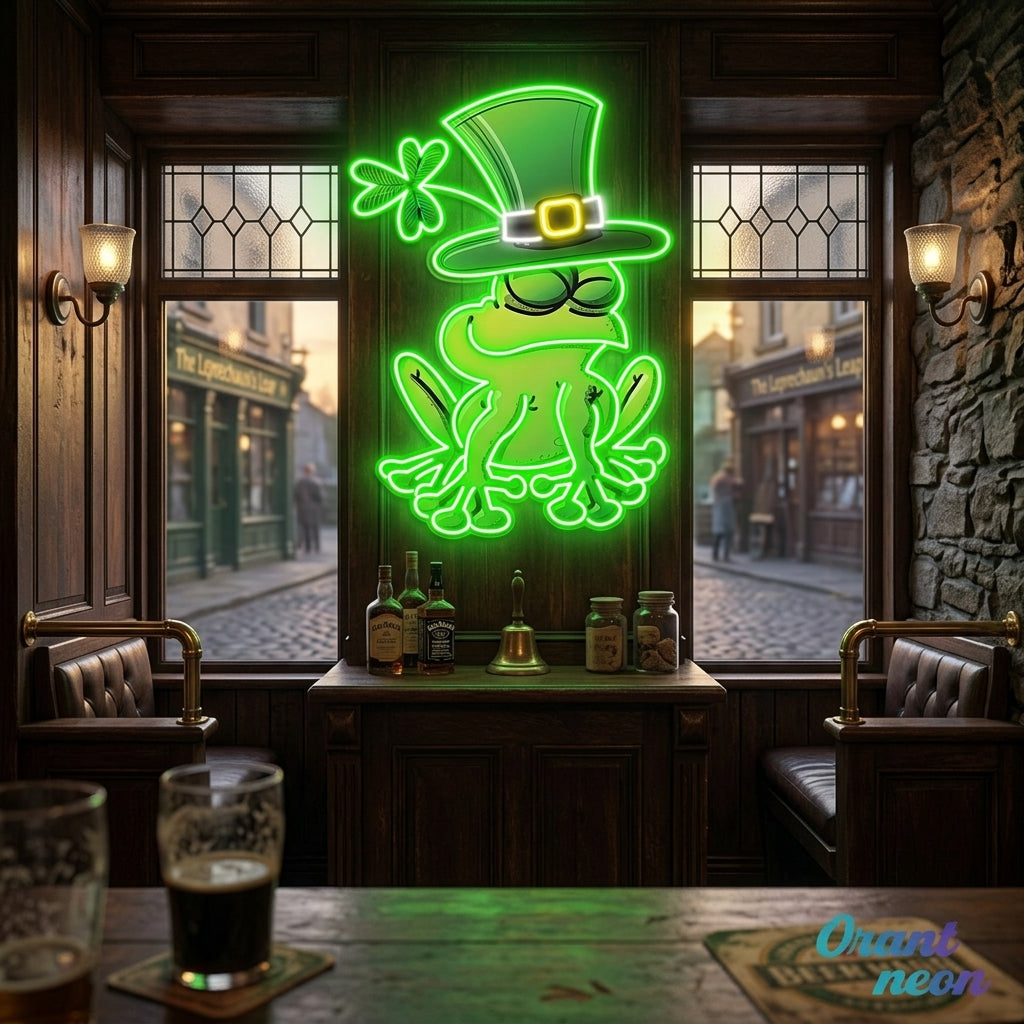 Patrick's Day Frog Wearing Hat and Sleeping Led Neon Acrylic Artwork