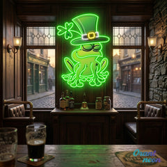 Patrick's Day Frog Wearing Hat and Sleeping Led Neon Acrylic Artwork