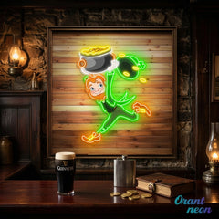 Patrick's Day Goblin Running With Money Valley Led Neon Acrylic Artwork
