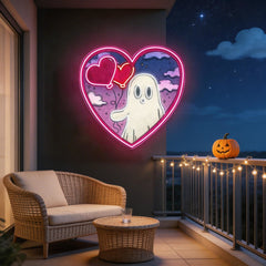 Ghostly Love Bubbles: A Valentine Glow Best Gift For Valentine Neon Sight Light Artwork