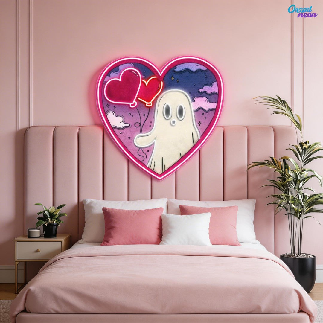 Ghostly Love Bubbles: A Valentine Glow Best Gift For Valentine Neon Sight Light Artwork
