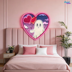 Ghostly Love Bubbles: A Valentine Glow Best Gift For Valentine Neon Sight Light Artwork