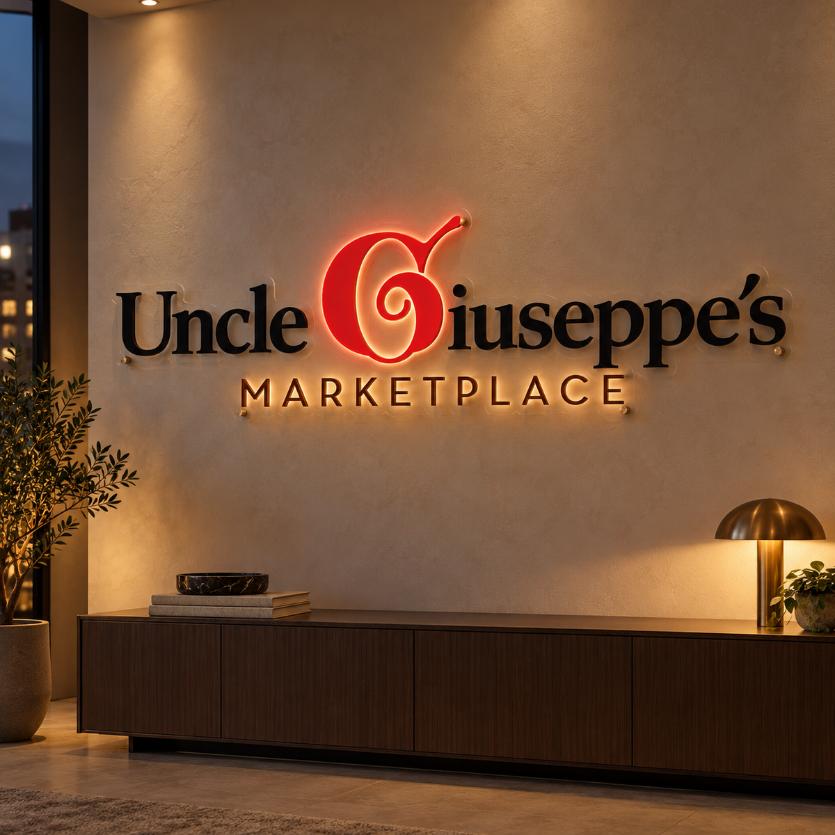 Uncle Giuseppe’s Marketplace Red G Logo - Custom LED Neon Sign