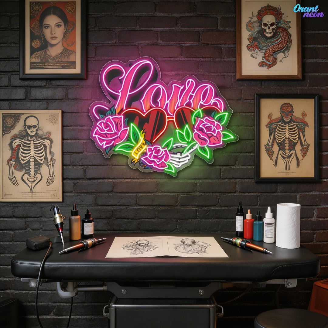 Perfect Vision of Love: Heart Glasses Edition Neon Sight Light Artwork