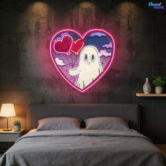 Ghostly Love Bubbles: A Valentine Glow Best Gift For Valentine Neon Sight Light Artwork