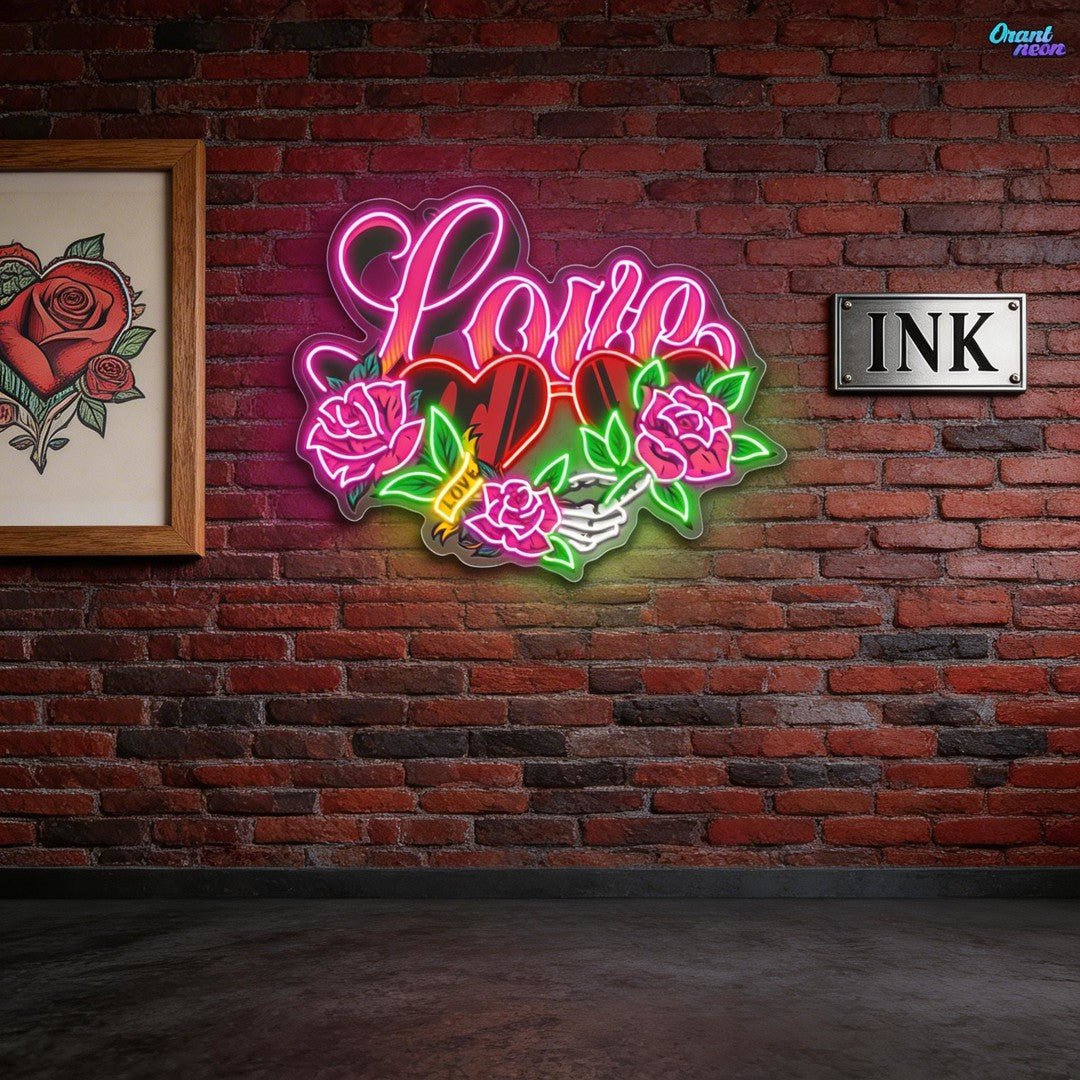 Perfect Vision of Love: Heart Glasses Edition Neon Sight Light Artwork