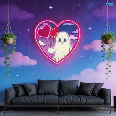 Ghostly Love Bubbles: A Valentine Glow Best Gift For Valentine Neon Sight Light Artwork