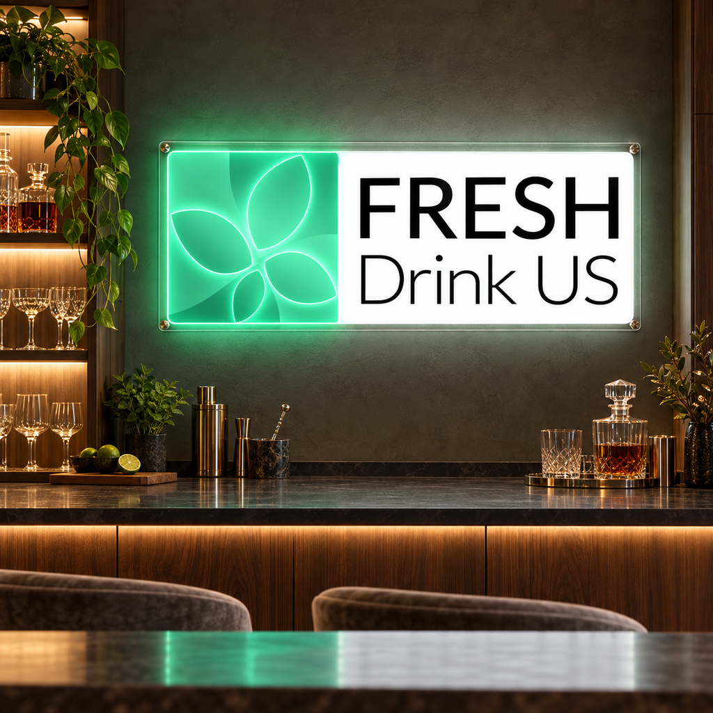 FRESH Drink US Botanical Logo - Custom LED Neon Sign