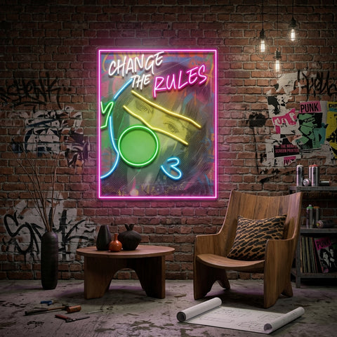 Rebelious Change The Rule Collapse Art LED Neon Sign Light Pop Art