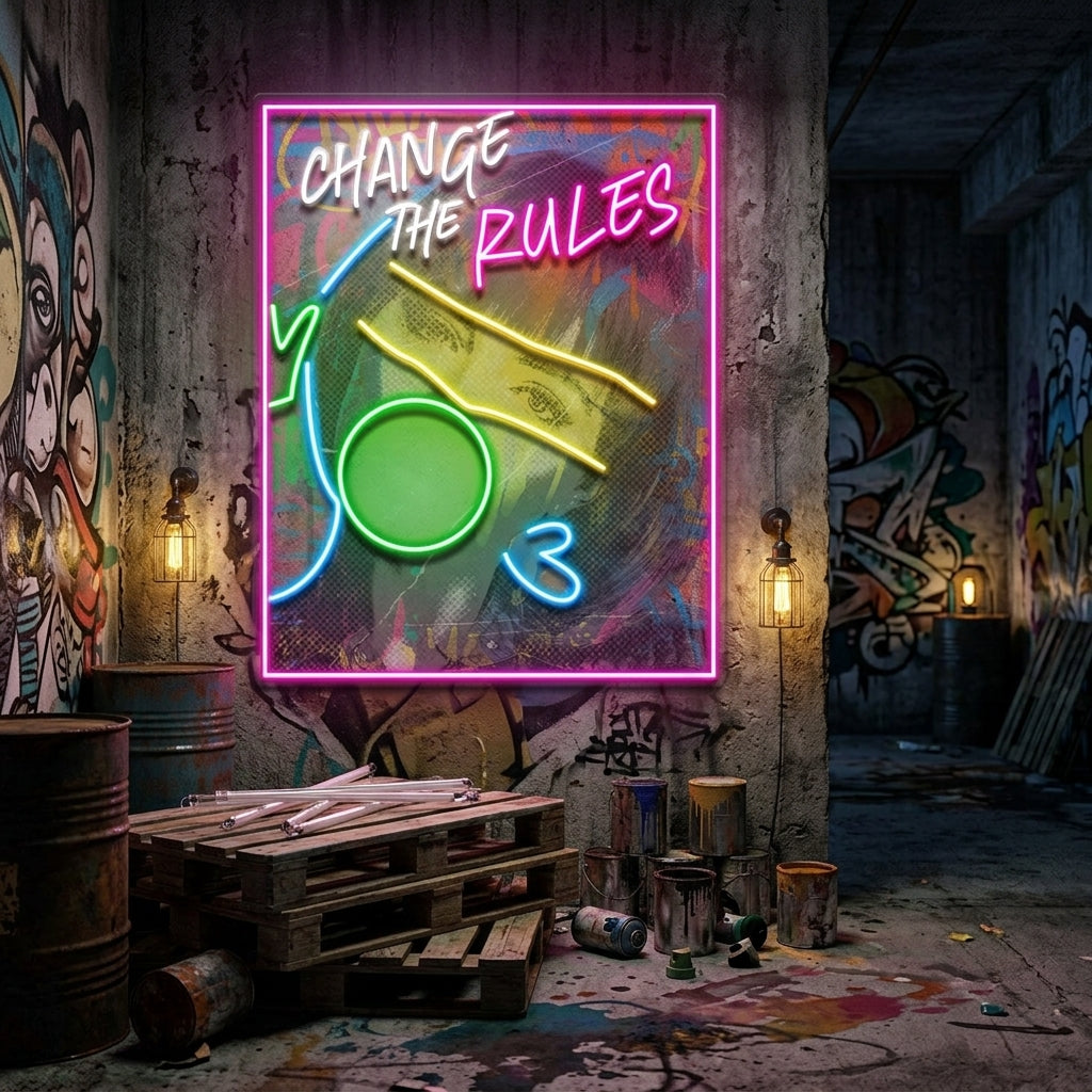 Rebelious Change The Rule Collapse Art LED Neon Sign Light Pop Art