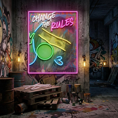 Rebelious Change The Rule Collapse Art LED Neon Sign Light Pop Art