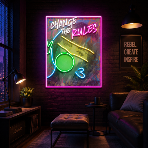 Rebelious Change The Rule Collapse Art LED Neon Sign Light Pop Art