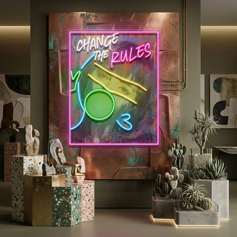 Rebelious Change The Rule Collapse Art LED Neon Sign Light Pop Art