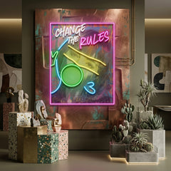 Rebelious Change The Rule Collapse Art LED Neon Sign Light Pop Art