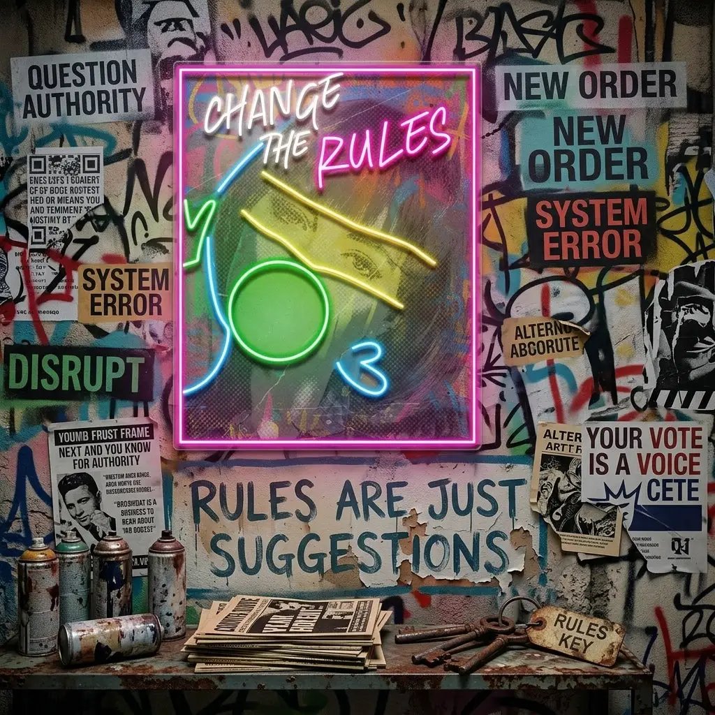 Rebelious Change The Rule Collapse Art LED Neon Sign Light Pop Art
