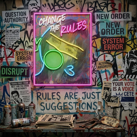 Rebelious Change The Rule Collapse Art LED Neon Sign Light Pop Art
