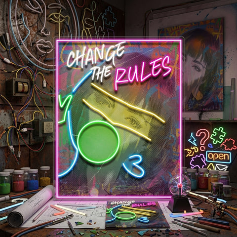 Rebelious Change The Rule Collapse Art LED Neon Sign Light Pop Art