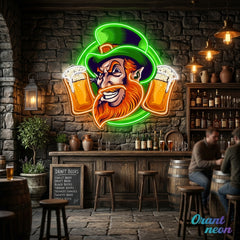 Patrick's Day Cool Goblin Smile and Beer Led Neon Acrylic Artwork