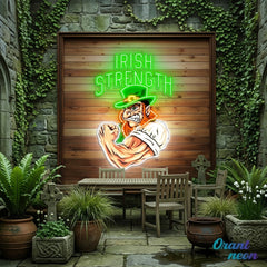 Patrick's Day Irish Goblin With Muscle Led Neon Acrylic Artwork
