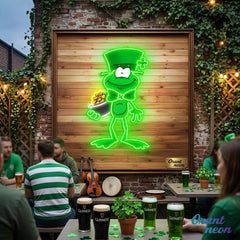 Patrick's Day Holding Money And Wearing Hat Led Neon Acrylic Artwork