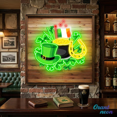 Patrick's Day With Hat Flag And Money Led Neon Acrylic Artwork
