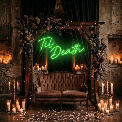 Til Death Led Neon Sign Light, Neon Sign Wedding, Neon Sign Wedding Backdrop