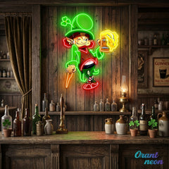 Patrick's Day Goblin Holding Beer And Standing Led Neon Acrylic Artwork
