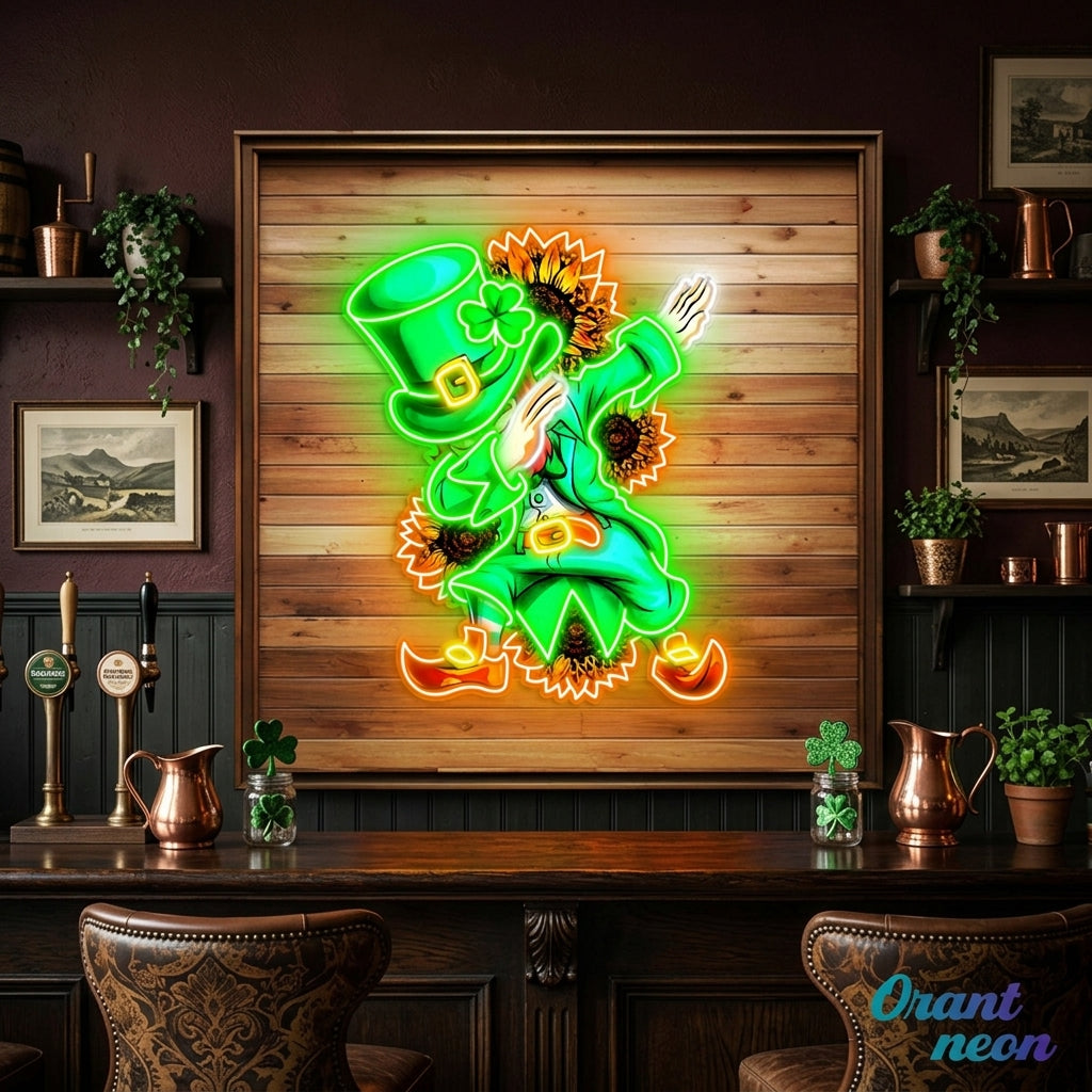 Patrick's Day Goblin A Dap with Sunflowers Led Neon Acrylic Artwork