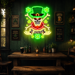 Patrick's Day Cool Skull with Hat Led Neon Acrylic Artwork