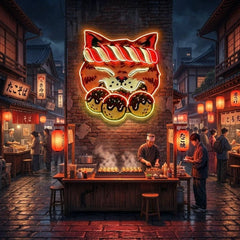 Lucky Cat Takoyaki LED Neon Sign for Japanese Restaurant Decor
