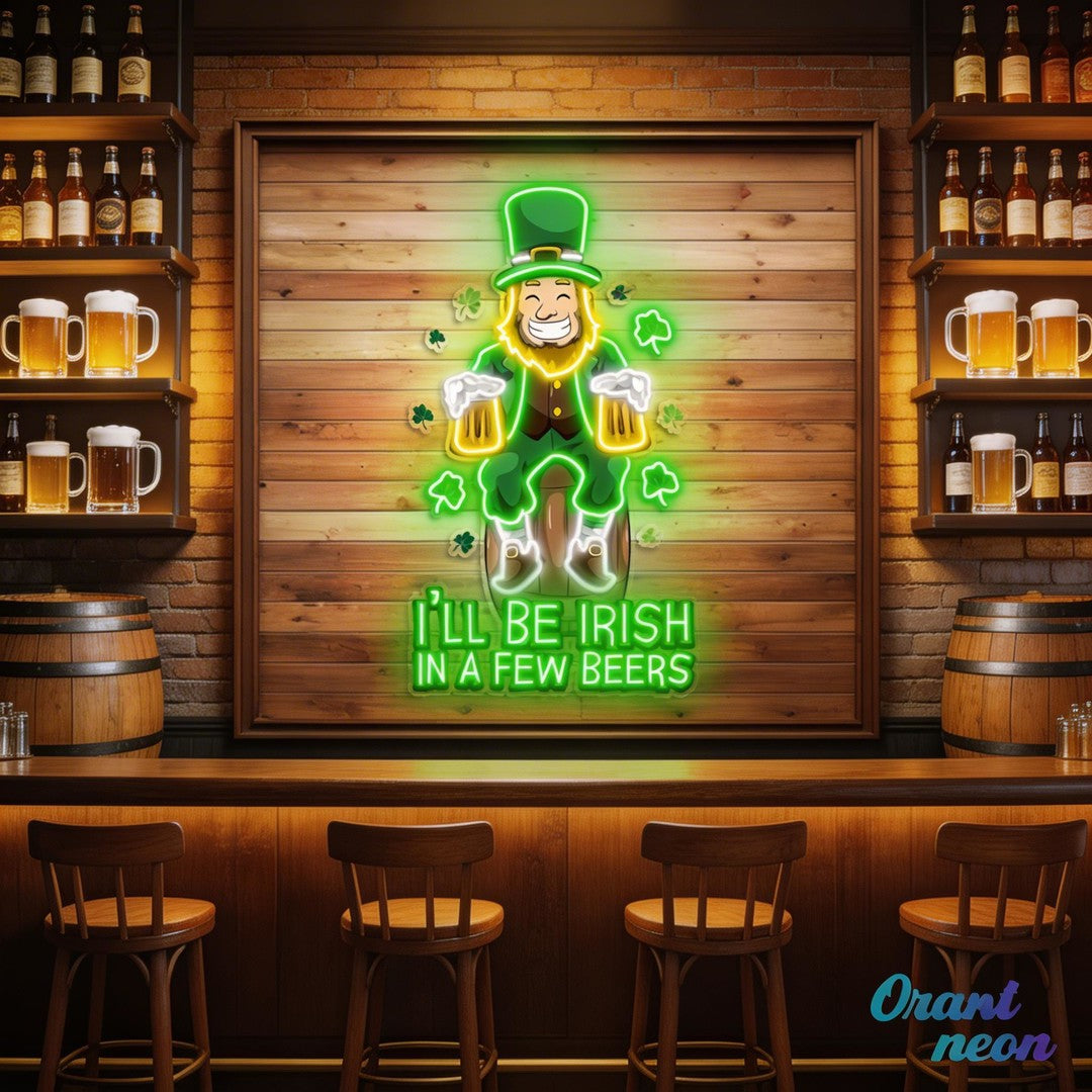 Patrick's Day Irish Goblin Drinking Beer Led Neon Acrylic Artwork