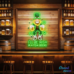 Patrick's Day Irish Goblin Drinking Beer Led Neon Acrylic Artwork