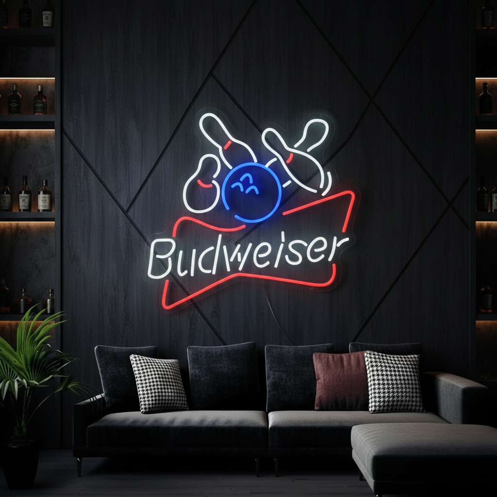 Budweiser Bowling Ball Led Neon Sign Bar Wall Decor Sign