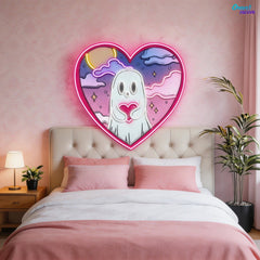 Floating Hearts, Ghostly Love Neon Sight Light Artwork