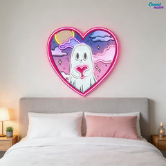 Floating Hearts, Ghostly Love Neon Sight Light Artwork