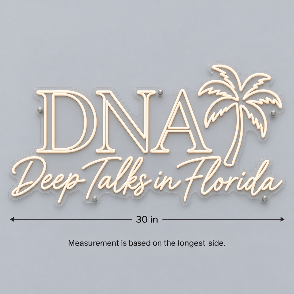 DNA Deep Talks in Florida Palm Tree Logo - Custom LED Neon Sign