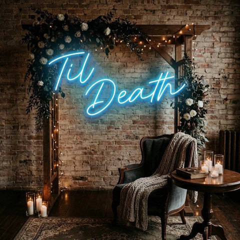 Til Death Led Neon Sign Light, Neon Sign Wedding, Neon Sign Wedding Backdrop