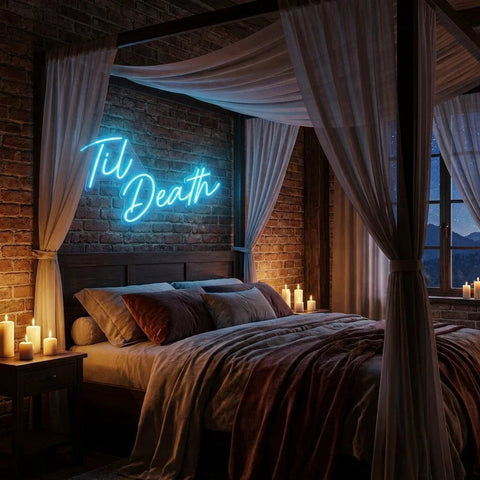 Til Death Led Neon Sign Light, Neon Sign Wedding, Neon Sign Wedding Backdrop