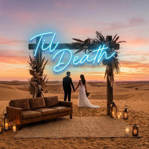 Til Death Led Neon Sign Light, Neon Sign Wedding, Neon Sign Wedding Backdrop