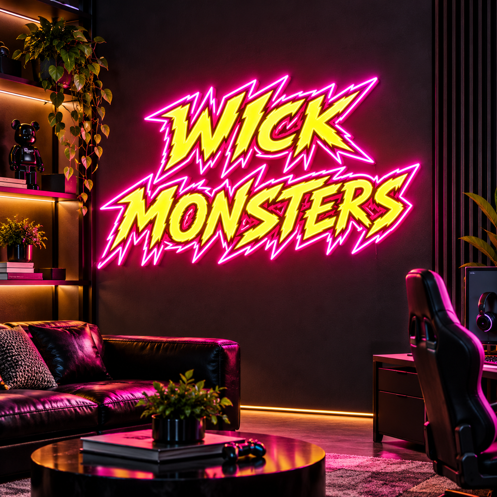 Wick Monsters Logo - Custom LED Neon Sign
