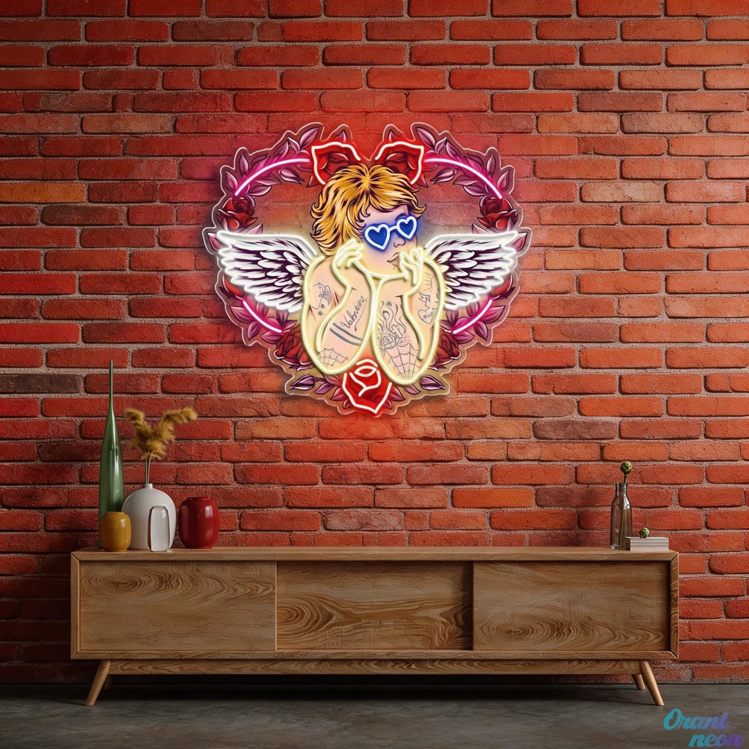 Wings of Love: See It Through Cupid’s Glasses Best Gift For Valentine Neon Sight Light Artwork